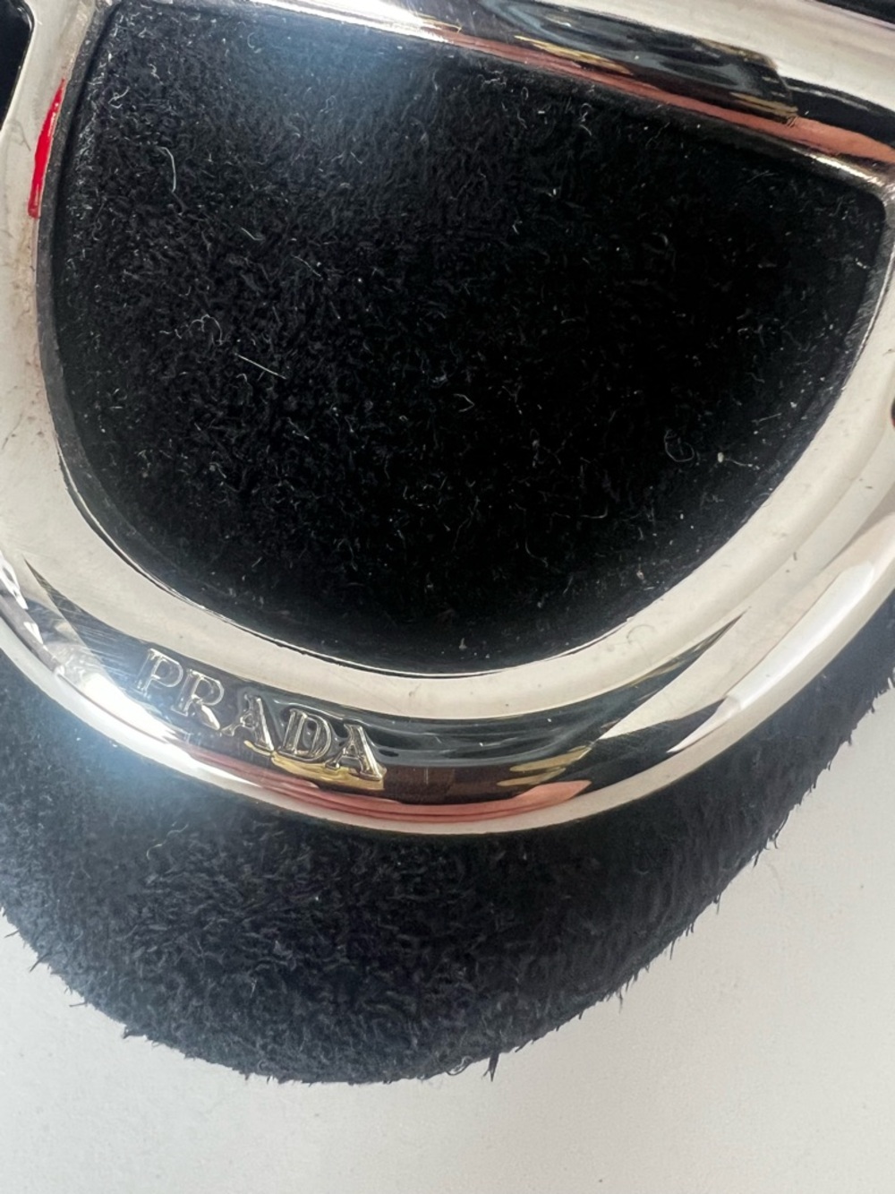 Prada Black Suede Pumps with Silver Buckle - Picture 5 of 10